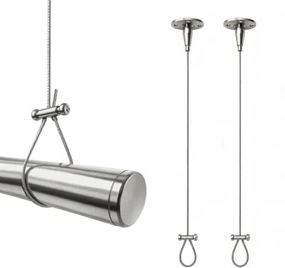Productafbeelding van Douchestanghouders plafond - Set van 2 - 2 m - 304 roestvrij staal - Verstelbaar