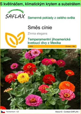Obrázek produktu pro SAFLAX Garden to go - Směs cínie - Zinnia elegans - 50 Semena - S květináčem, klimatickou poklicí a pěstebním substrátem