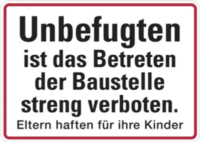 Produktbild von Dreifke® Baustellenschild, Zutrittsverbot Baustelle, Eltern haften für ihre K...