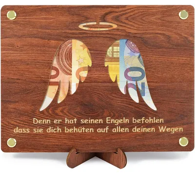 Produktbild von Holz-Geldgeschenk für Taufe, Kommunion und Geburtstag mit Schutzengel-Motiv