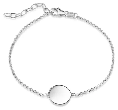 Produktbild von MATERIA by Matthias Wagner Gravur Armband Damen Silber 925 mit runder Gravurplatte 16-19cm mit Schmuckbox SA-157-Silber