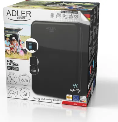 Immagine prodotto di Adler | AD 8084 | Minifrigo | Classe di efficienza energetica | A libera installazione | Dispensa | Altezza 27 cm | Capacità netta frigorifero 4 L | dB | Nero