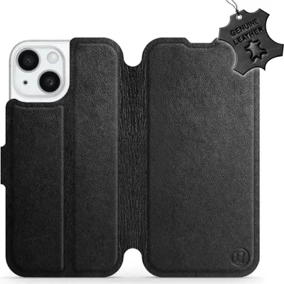 Image de Étui en cuir véritable pour iPhone 15, Mobiwear Leather, noir