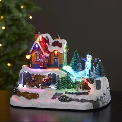 Zdjęcie produktu dla Szwedzka Pozytywka Świąteczna Wioska LED WINTERVILLE Kolędy Timer Na Baterie Dekoracja Boże Narodzenie