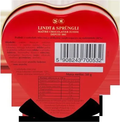 Zdjęcie produktu dla Lindt LINDOR Milk Heart Tin 50g