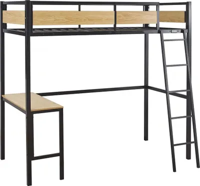 Immagine prodotto di Letto a soppalco con scrivania "Ethan" - 90 x 190 cm - Nero
