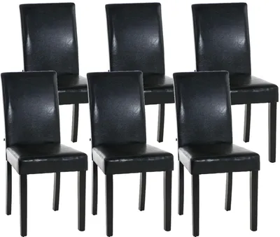 Produktbild von CLP 6er Set Esszimmerstuhl Ina Kunstleder mit Holzgestell schwarz Gestell Farbe schwarz