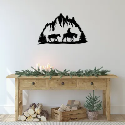 Produktbild von Wallity, Cowboy- SKL2379, Schwarz, Sonstige Wohndekorationen, 70 x 44 cm, 100% Metall (Dicke: 1