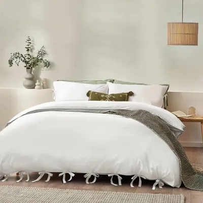 Immagine prodotto di Yard - Bow - Set di biancheria da letto "Mallow", dettaglio fiocco in cotone RV3244 (letto singolo) (bianco caldo)