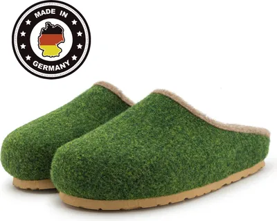 Produktbild von PANTOFFELMANN Filzclogs mit Fußbett warme Filzhausschuhe Filzpantoffel Herren Damen Filz Clog Hausschuhe olive 40