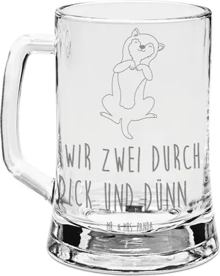 Produktbild von Mr. & Mrs. Panda Krug Hund Streicheln - Transparent - Geschenk, Bierkrug Mit Gravur, Glaskrug, Humpen, Treu, Hunde, Sprüche, Bauch, Süß, Glas, Seidel