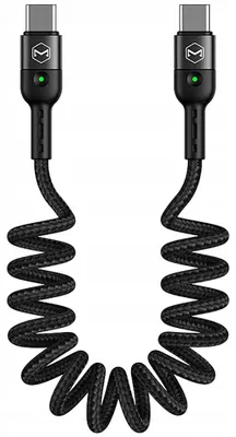 Image de Mcdodo Omega Câble Téléphone Ressort Câble Rapide Led Usb Type-C Pd 1,8M Noir Ca-7860