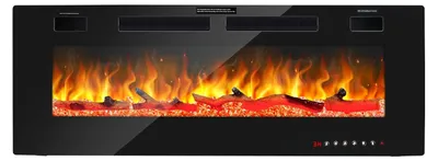 Image de Poêle électrique mural - 1500 W - 127 cm - Flamme 3D