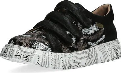 Produktbild von Laura Vita Damen Sneaker Muster mit Pailletten und Klettverschluss Soleno 17, Größe:39 EU, Farbe:Schwarz