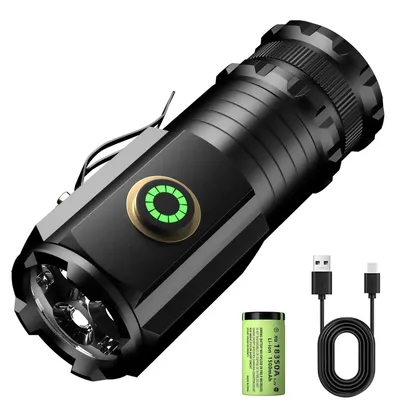 Obrázek produktu pro LED lampa, extrémně jasná, 5000 lumenů, nabíjecí přes USB, 3 výkonné LED diody, 5 režimů osvětlení, vodotěsná (IPX6)