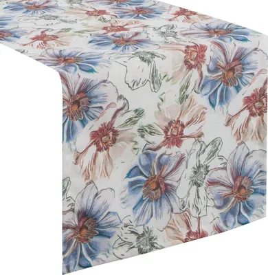 Zdjęcie produktu dla Eurofirany 415507, Prostokątny, Biały, Poliester, Bieżnik, Kwiatowy wzór, 40 x 180 cm