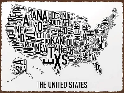 Produktbild von vianmo Holzschild 30x40 cm Karte The United States Texas Kansas