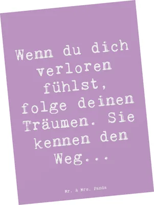 Produktbild von Mr. & Mrs. Panda Postkarte Spruch Selbstzweifel und Träume - Lavendeltraum - Geschenk, Postkarten, bildkarte, Ansichtskarten, persönliche Weiterentwicklung, Stimmungen