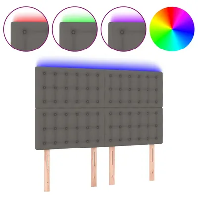 Immagine prodotto di vidaXL Testiera LED grigia 144x5x118/128 cm Pelle finta