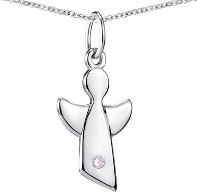 Produktbild von MATERIA Kinder Anhänger Schutzengel Juni Geburtsstein Kinderkette 925 Silber mit Zirkonia KA-459-flieder