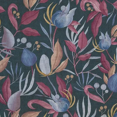 Produktbild von Profhome 790623-GU Blumen Tapete Floral blau grau-blau lila gelb-orange 5,33 m2
