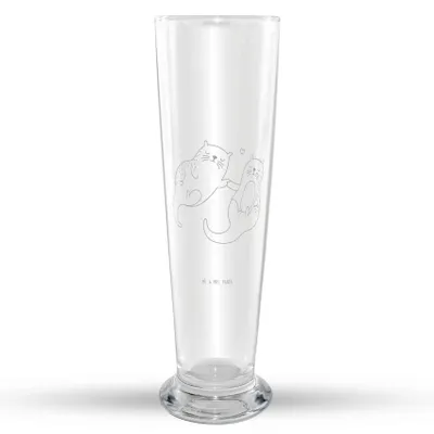 Produktbild von Mr. & Mrs. Panda Bierglas Otter Hände halten - Transparent - Geschenk, glücklich, Weizenbier Glas, Verliebt, Seeotter, Mr Mrs Weizenglas, Paar, Bier, Liebe, Weizen