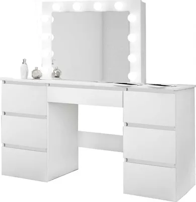Produktbild von Schminktisch Weiß Mit Spiegel 12 Led Visagist Beti7