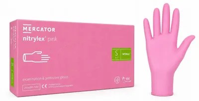 Produktbild von Einweghandschuhe Mercator Pink Nitril rosa Größe S 100 Stück für Hygiene Packung