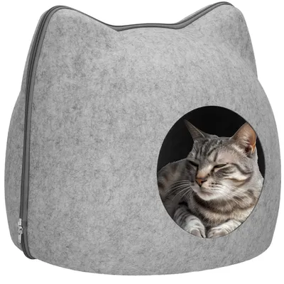 Productafbeelding van Kattenmand - Kattenhuis - Bed - Kussen - 38 x 36 x 35,5 cm - Grijs, AI-gegenereerde afbeelding