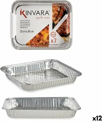 Immagine prodotto di Set di vassoi Kinvara 82262 Alluminio 32,5 x 26 x 3,8 cm 3 pezzi (12 pezzi)