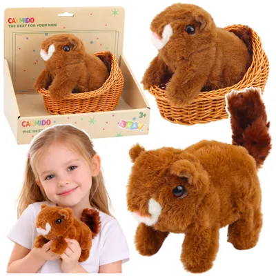 Immagine prodotto di Scoiattolo di peluche interattivo in un cestino cammina ed emette suoni Marrone