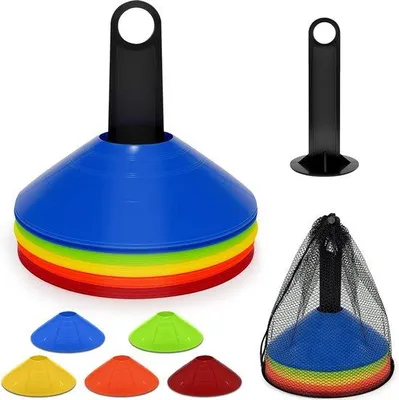 Produktbild von Famanu Fußballhoedchen Set - Markierungs-Hütchen für Sporttraining - Bunt - 19x5cm