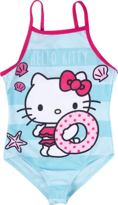 Produktbild von Hello Kitty Badeanzug für Mädchen - Summer Love Kinder Schwimmanzug Blau 122-128