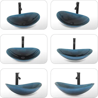 Produktbild von Puluomis Badmöbel Set mit Waschbecken Waschbeckenunterschrank mit Waschbecken Waschtisch Unterschrank mit Spiegel badezimmer Küche blau