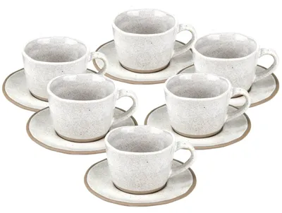 Espressokopjes Set 12-tlg. 100 ml Keramik hellgrau