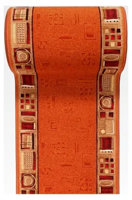 Produktbild von Teppichläufer für den Flur - Modernes Muster - Rutschfeste Gummirückseite - Kurzflor Teppichläufer nach Maß - Gel-MAX Kollektion Orange Beige 100 x 150 cm