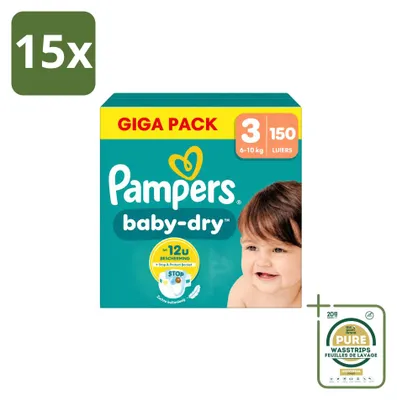 Zdjęcie produktu dla 15 pieluchomajtki Pampers Baby-Dry, rozmiar 3 - zestaw ekonomiczny - 15 sztuk