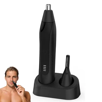 Produktbild von 2in1 Nasenhaartrimmer USB, wiederaufladbar, schmerzfrei, für Nase, Ohren & Augenbrauen, kompakt, tragbar, abwaschbar & pflegeleicht