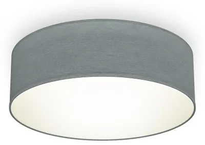 Image de B.K.Licht Plafonnier textile avec abat-jour Ø300mm rond 1xE27 max 40W lumière blanche chaude gris lampe plafond salon chambre bureau couloir