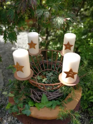 Produktbild von Edelrostoptik Kerzenpin Advent, 4er Set