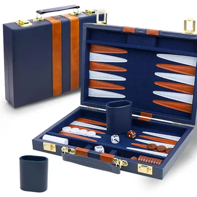 Immagine prodotto di Omgoods - Gioco di backgammon classico, in una valigetta resistente, per 2 giocatori