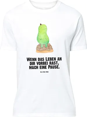 Produktbild von Mr. & Mrs. Panda Größe L T-Shirt Schildkröte Pause - Weiß - Geschenk, Achtsam, Tshirt, Shirt, Achtsamkeit, mit Spruch