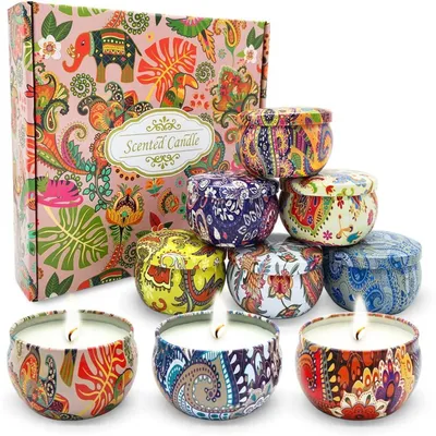 Productafbeelding van 9 geurkaarsen cadeau set, natuurlijke sojawas, 2,8 oz, aromatherapie kaarsen set voor dames