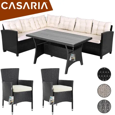 Image de Salon de Jardin en polyrotin Crème 8 Personnes Mobilier de Jardin avec Coussins Meuble Extérieur Mobilier de Terrasse Patio