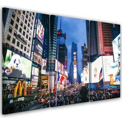 Produktbild von Triptychon auf leinwand städte und architektur - farbig 60x40 cm Feeby farbe wandbild bereit zum aufhängen