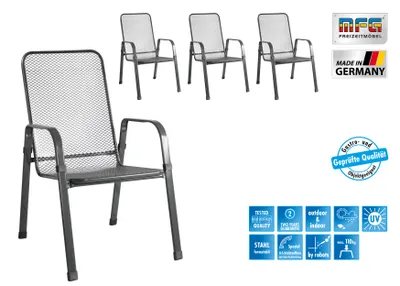 Produktbild von MFG Streckmetall Stapelstuhl "Mec-Stor", 4-er Set, anthrazit