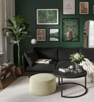 Produktbild von Runder Couchtisch CIRI mit Hocker Dunkelbeton