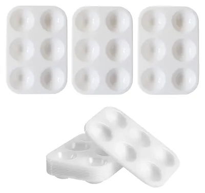 Imagen del producto de 10 paletas de pintura de plástico, paletas para mezclar acuarelas con 6 compartimentos