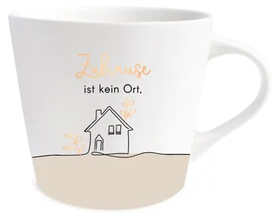 Porzellan-Kaffeetasse mit echtem Gold, 420 ml, Herzform