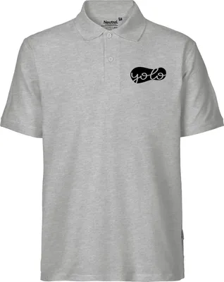Produktbild von Huuraa Herren Polo Shirt YOLO you only live once L Sport Grey Bio Baumwolle Fairtrade Poloshirt Geschenkidee